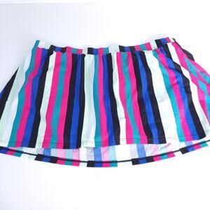 Cacique Swim Bathing Suit Skirted Bottoms Size 18 Stripe Pink Blue